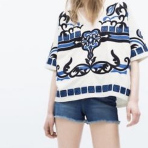 Zara Tops - Zara| Oversize Embroidered Pullover(🌻HOST PICK🌻)